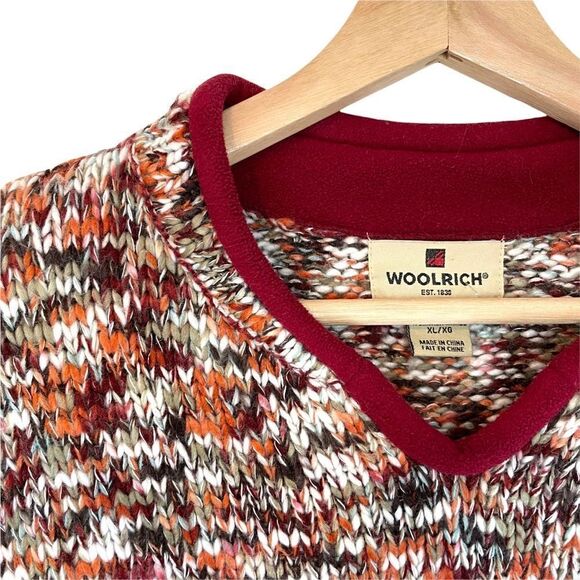 Woolrich Wool Blend Red Orange Knit Fleece Neck Sweater - Picture 3 of 8